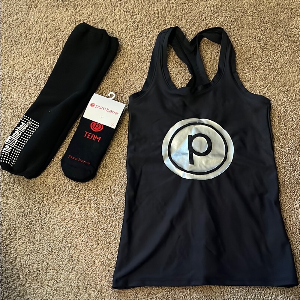 Pure barre size small tank top ONE  pair of sticky socks One pair long socks